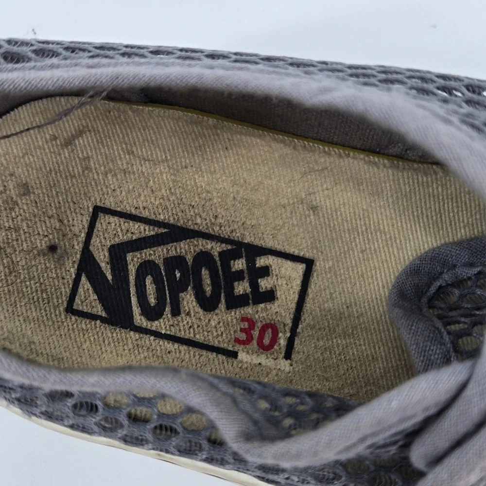 OPOEE Airship Shoes Gray Crochet Mesh Hook‎ & Loop Skate Sneaker US 12.5